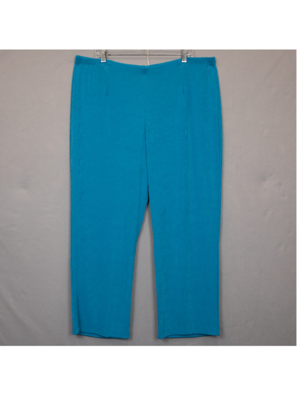 Chico's Traveler No Tummy blue slinky knit straight leg pull on pants NWT-4S